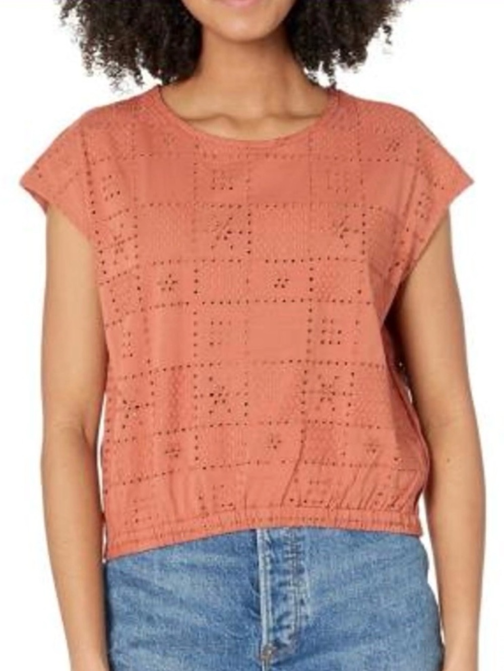 Madewell Eyelet Top Coral Orange Cottage Coastal Grandma Romantic Per Se J43